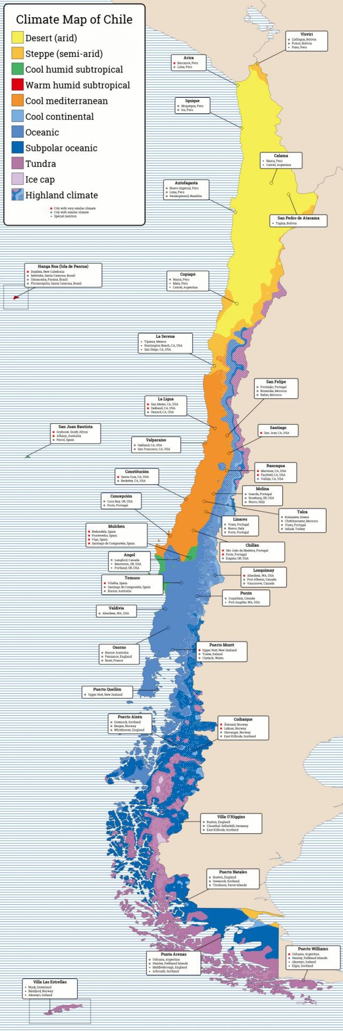 Мапа Чилеа климе