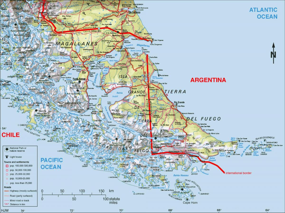 југ Чиле мапи