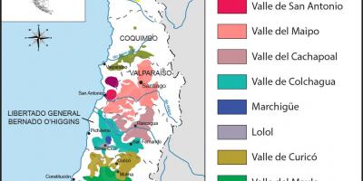 Мапа винских региона у Чилеу 